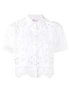 Red Valentino - Scallop Hem Cut-out Shirt - Women - Cotton/polyester - 42, White, Cotton/polyester