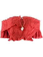 Zimmermann Shirred Off-shoulder Top - Orange