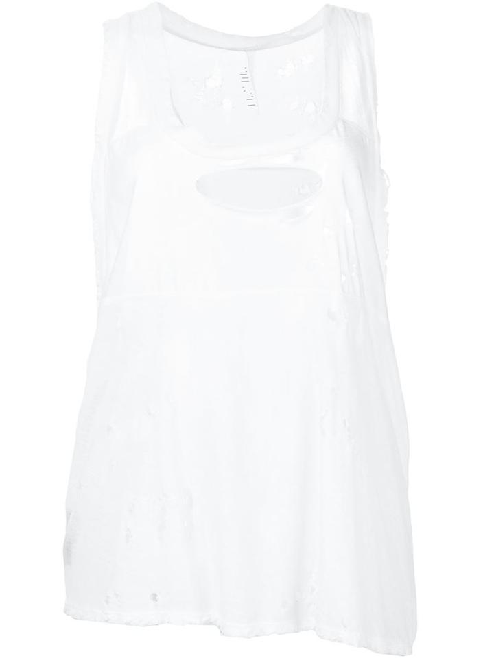 Unravel Distressed Tank, Women's, Size: Medium, White, Cotton/polyester