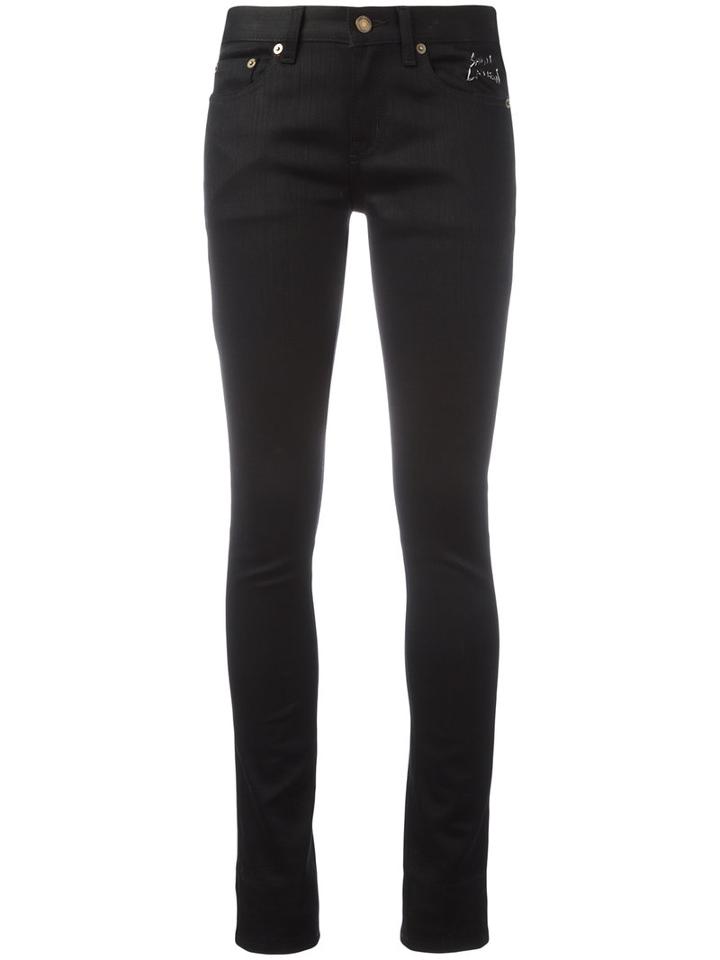Saint Laurent Raw Low Waisted Skinny Jeans, Women's, Size: 28, Black, Cotton/spandex/elastane