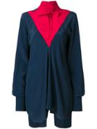 Rokh Contrast Flared Blouse - Blue