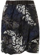 Sacai Leaf Print Skirt, Women's, Size: 2, Black, Cupro/rayon/polyester