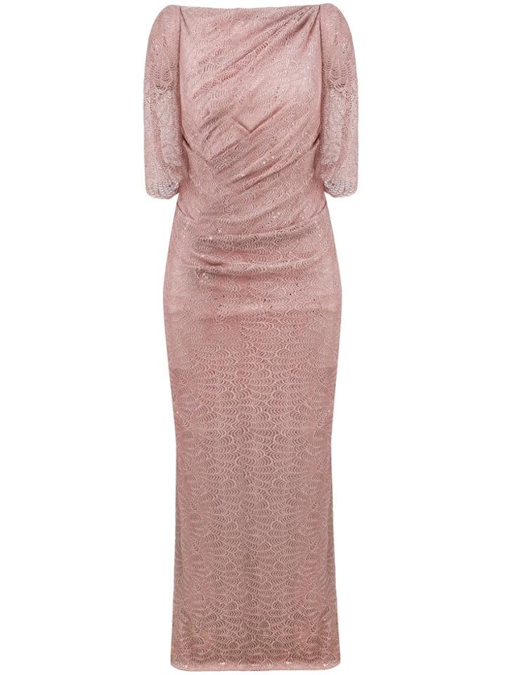 Talbot Runhof Lace Draped Long Dress - Pink
