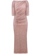 Talbot Runhof Lace Draped Long Dress - Pink