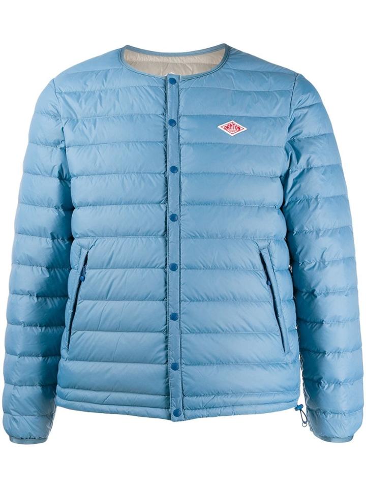 Danton Padded Collarless Logo Jacket - Blue