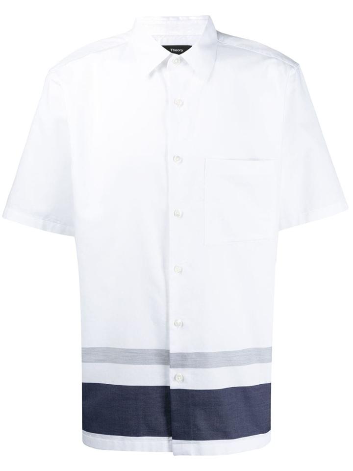 Theory Contrasting Band Short-sleeve Shirt - White