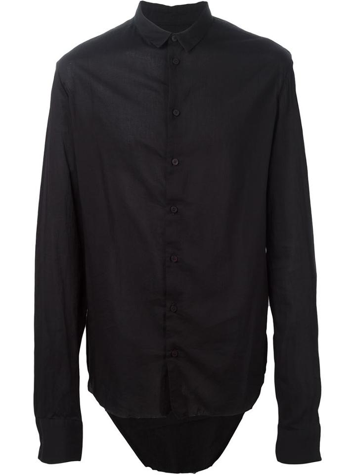 Cedric Jacquemyn Curved Hem Shirt, Men's, Size: 48, Black, Silk/cotton