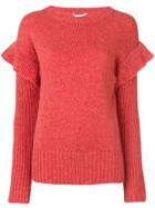 Agnona Frill Sleeve Sweater - Red