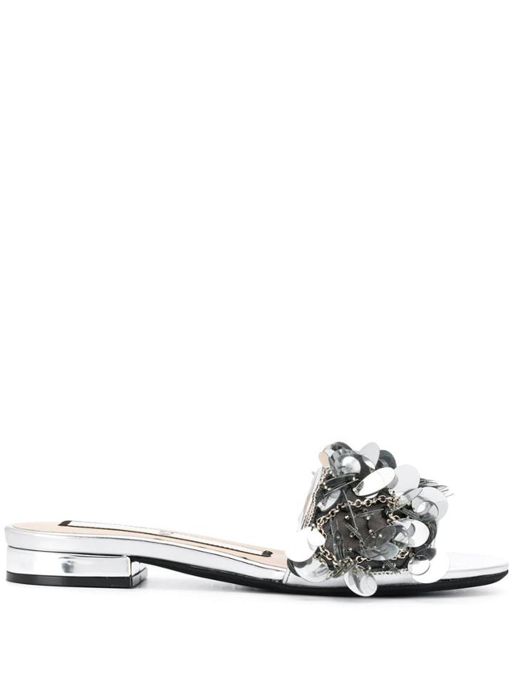 No21 Embellished Strap Mules - Silver