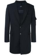 Blood Brother Zip Detail Striped Blazer, Men's, Size: Large, Black, Wool