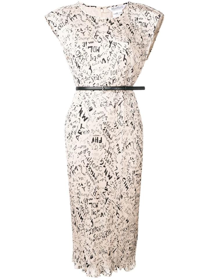 Max Mara Micro Pleated Midi Dress - White