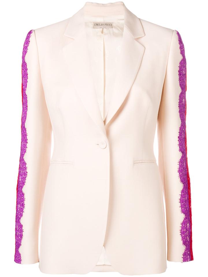 Emilio Pucci Lace Inserts Blazer - Nude & Neutrals