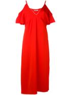 T By Alexander Wang Cold Shoulder Dress - Red