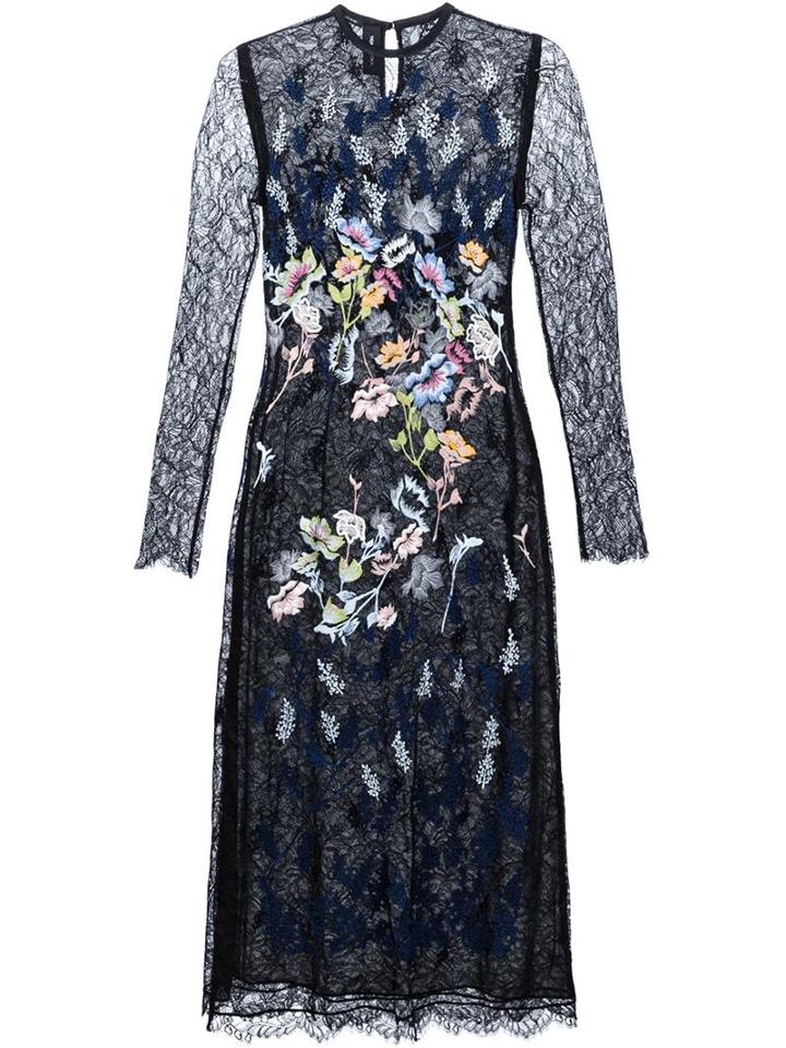 Yigal Azrouel Floral Embroidered Lace Dress, Women's, Size: 2, Black, Nylon
