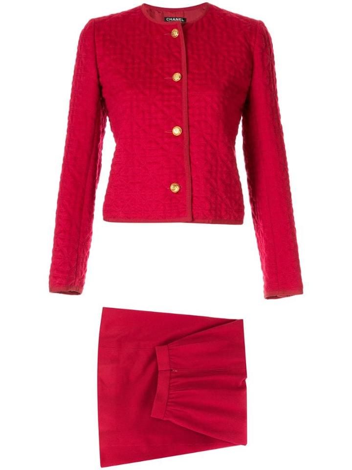 Chanel Pre-owned Floral Quilted Suit - Red