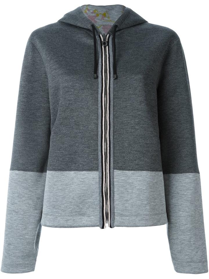 Salvatore Ferragamo Two-tone Zipped Hoodie, Women's, Size: Small, Grey, Viscose
