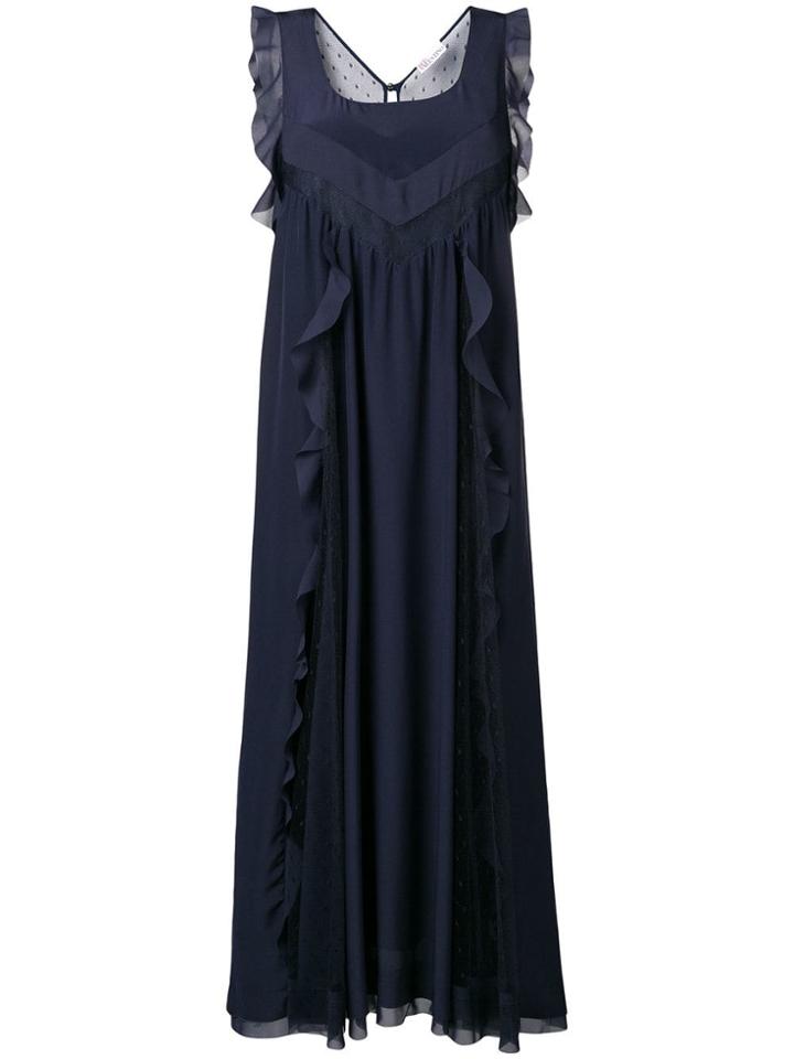Red Valentino Ruffle Trimmed Dress - Blue