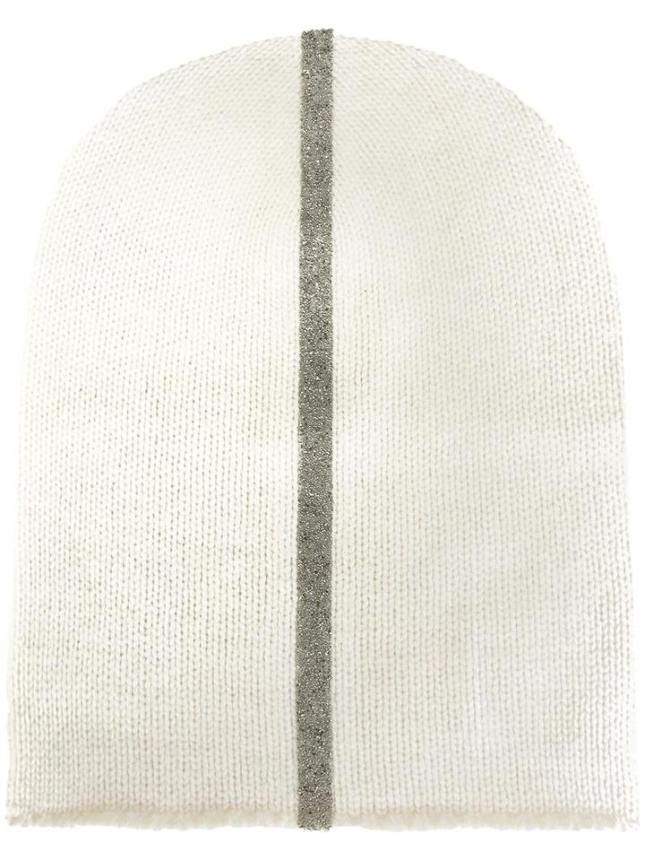 Warm-me 'aron Strip' Beanie, Women's, White, Cashmere/metal
