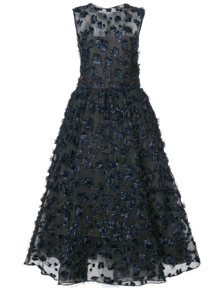 Oscar De La Renta Embellished Sleeveless Midi Dress - Black