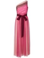 Pinko One Shoulder Belted Dress - Pink & Purple