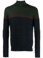 Corneliani Colour Block Roll Neck Sweater - Blue