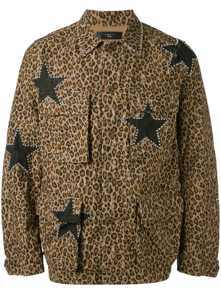 Amiri - Leopard Print Military Jacket - Men - Cotton - M, Brown, Cotton