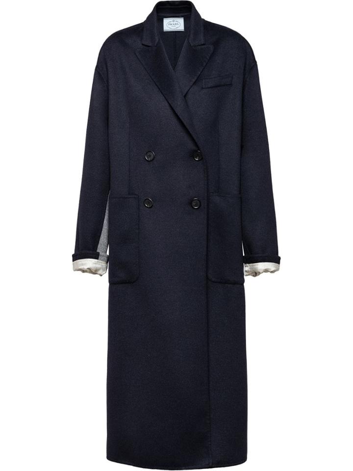 Prada Double-breasted Midi Coat - Blue