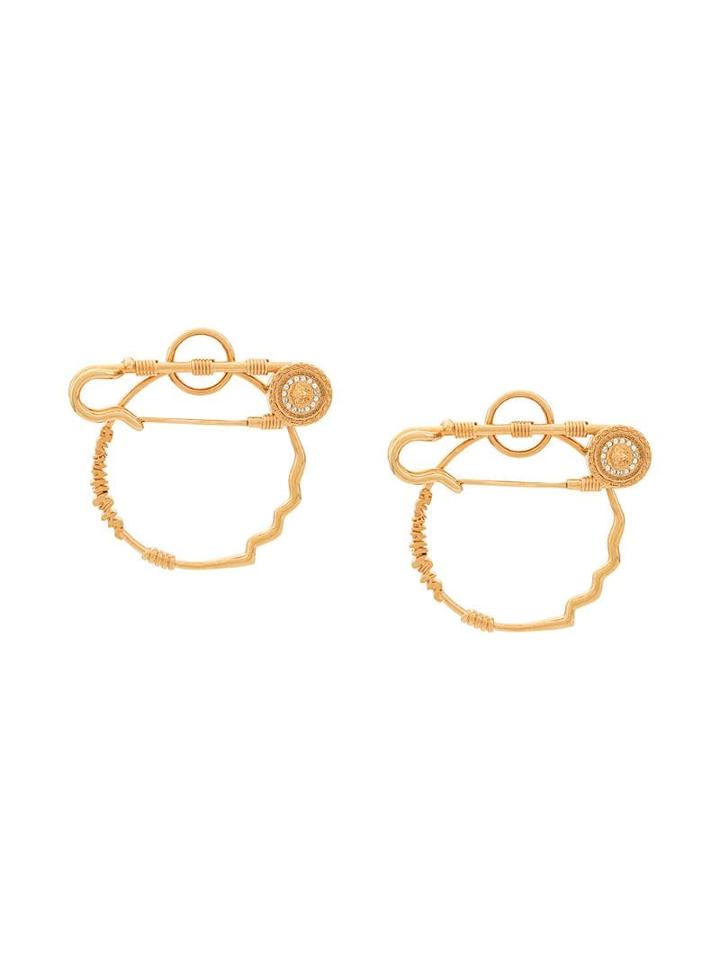 Versace Large Safety Pin Earring - Gold