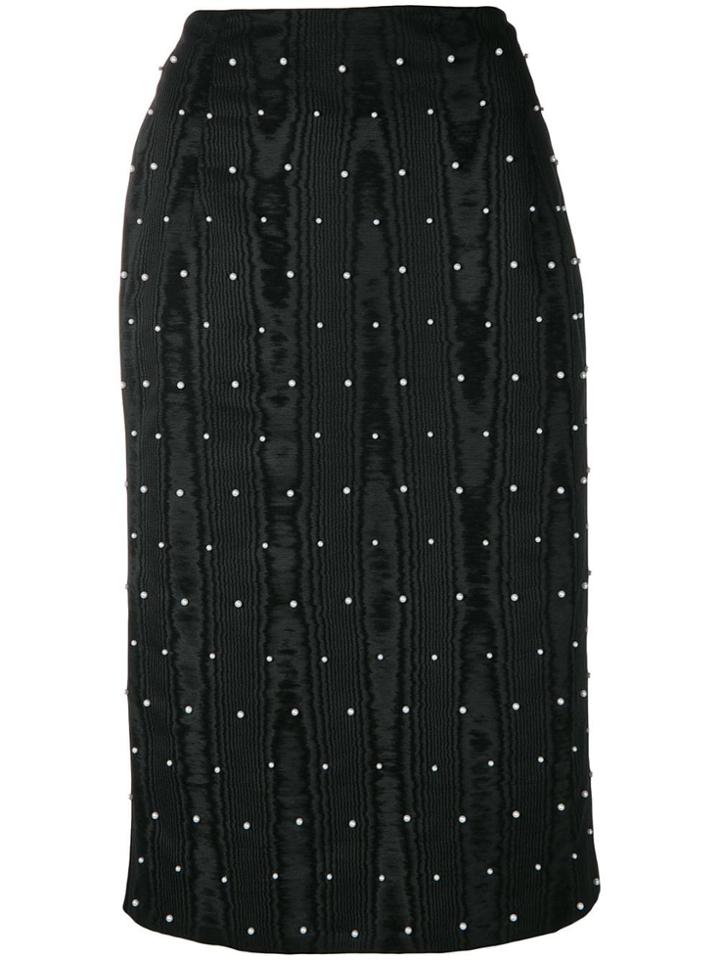 Thom Browne Pearl Embroidered Pencil Skirt - Black