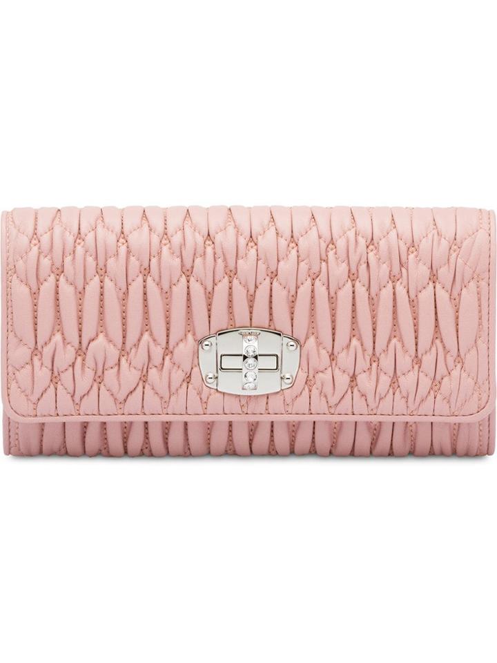 Miu Miu Matelassé Leather Wallet - Pink