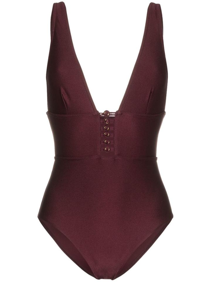 Zimmermann Zmrmn Juniper Bbutton 1pce Ssuit Deep V - Purple