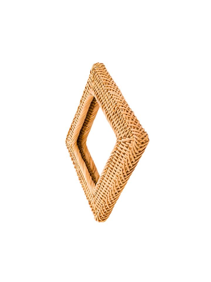Cult Gaia Small Square Rattan Bangle - Nude & Neutrals