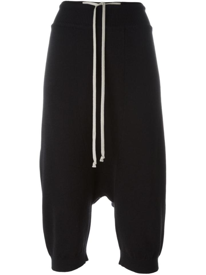 Rick Owens Cropped Drop Crotch Track Pants, Women's, Size: Xs, Black, Virgin Wool
