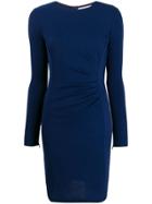 Max Mara Ruched Wool Mini Dress - Blue