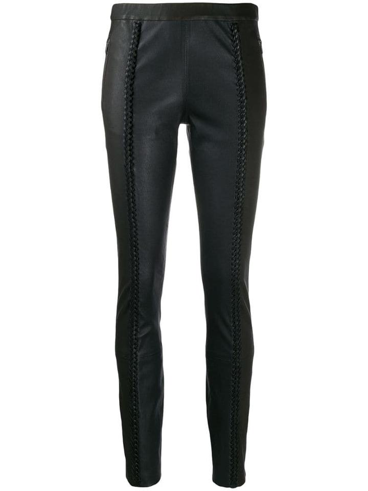 Haider Ackermann Woven-detail Leather Trousers - Black