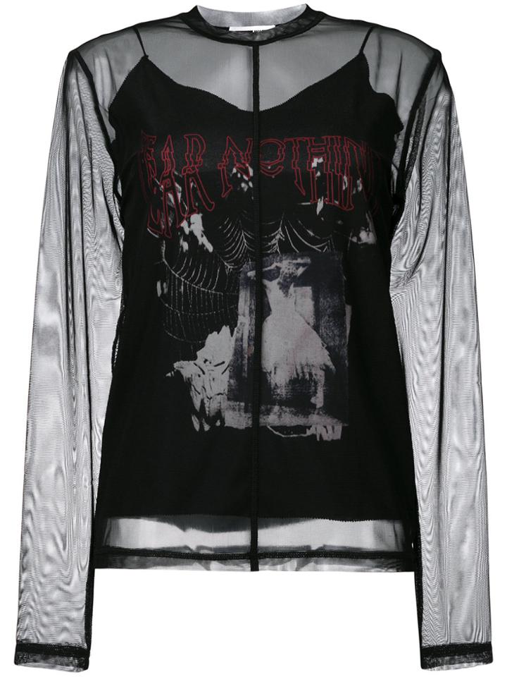Mcq Alexander Mcqueen Mesh Fear Nothing Top - Black