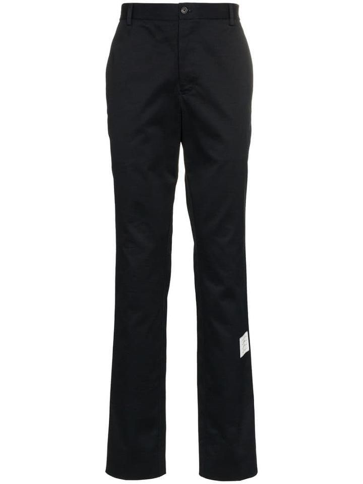Thom Browne Logo Patch Tailored Cotton Trousers - Blue