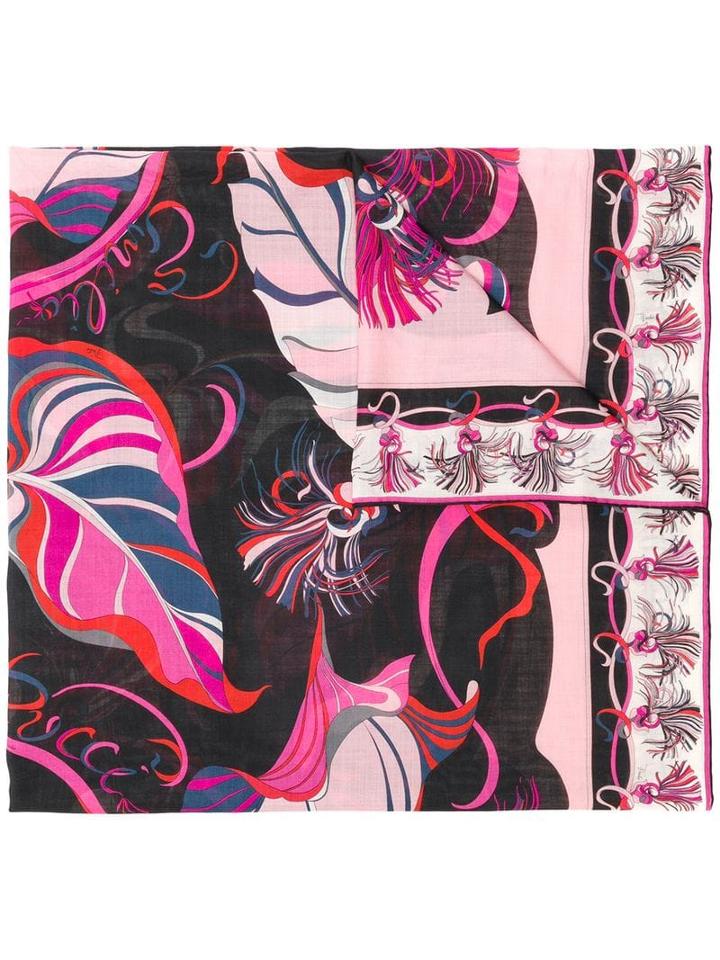 Emilio Pucci Frida Print Wool-silk Scarf - Black