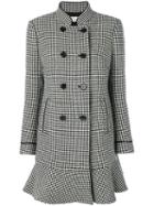 Red Valentino - Flared Dogtooth Double-breasted Coat - Women - Polyester/acetate - 44, Black, Polyester/acetate