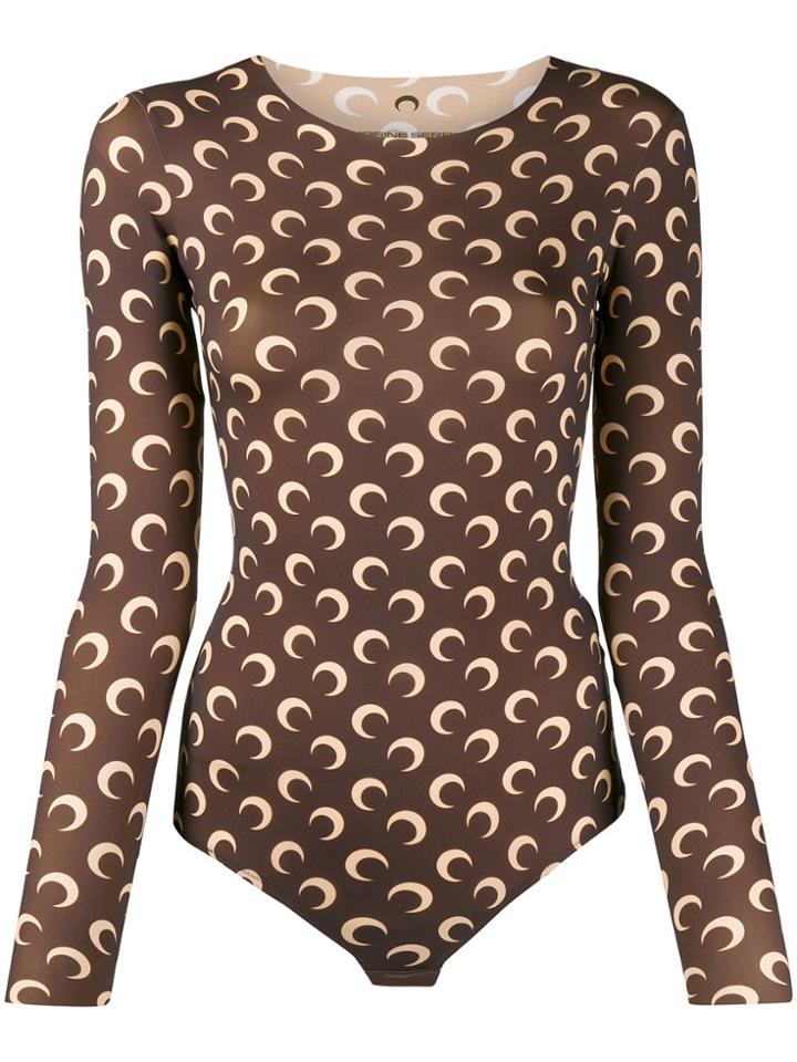 Marine Serre Moon Print Bodie - Brown