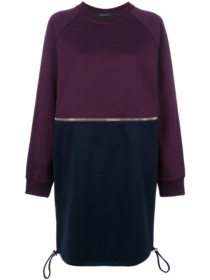 Cédric Charlier Zipped Sweatdress - Pink & Purple