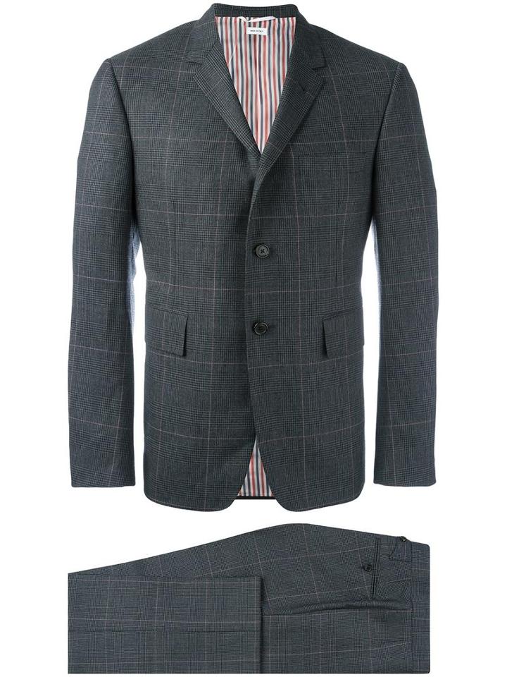 Thom Browne Checked Suit, Men's, Size: 1, Grey, Cupro/wool