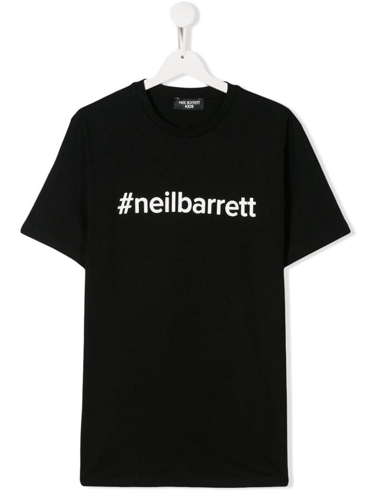 Neil Barrett Kids Teen Hashtag Print T-shirt - Black