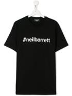 Neil Barrett Kids Teen Hashtag Print T-shirt - Black