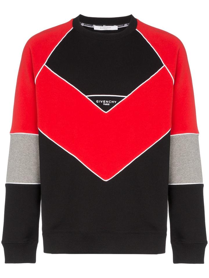Givenchy Logo Embroidered Geometric Cotton Sweatshirt - Black