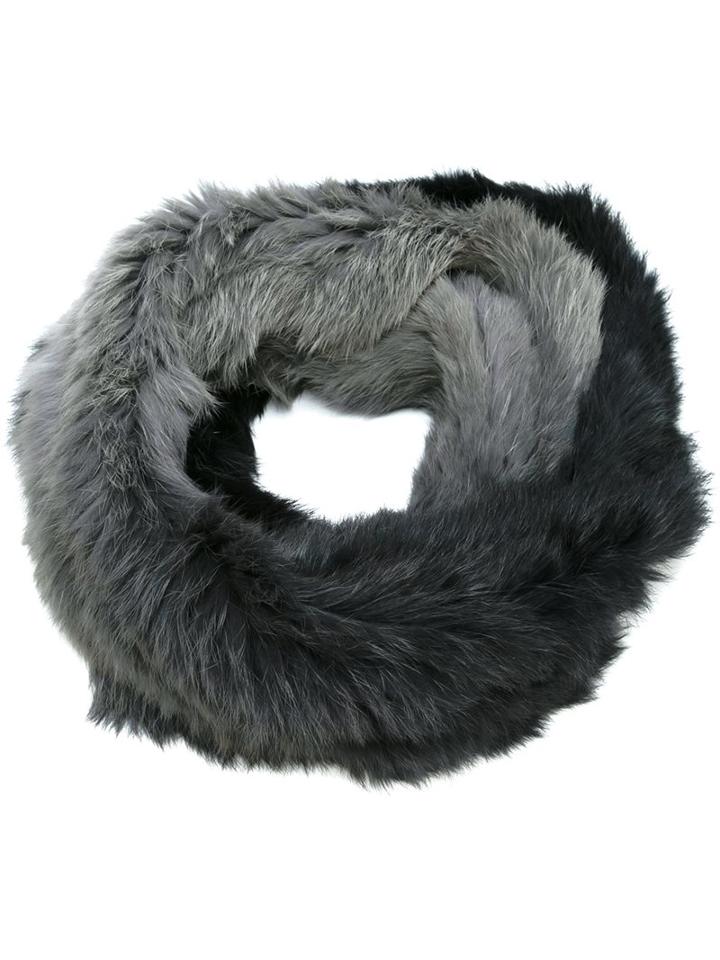 Yves Salomon Degradé Rabbit Fur Scarf, Women's, Black, Rabbit Fur