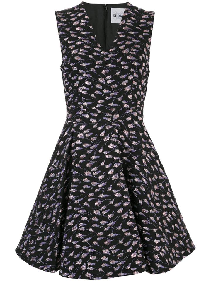 Si-jay V-neck Floral Dress - Black