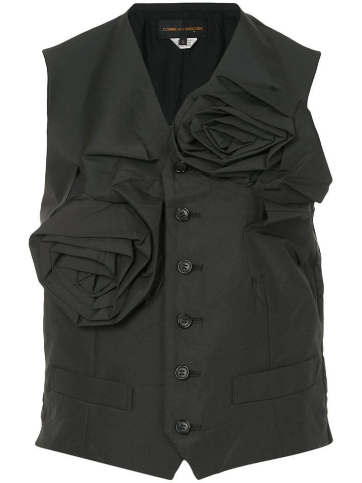 Comme Des Garçons Vintage Folded Roses Vest - Black