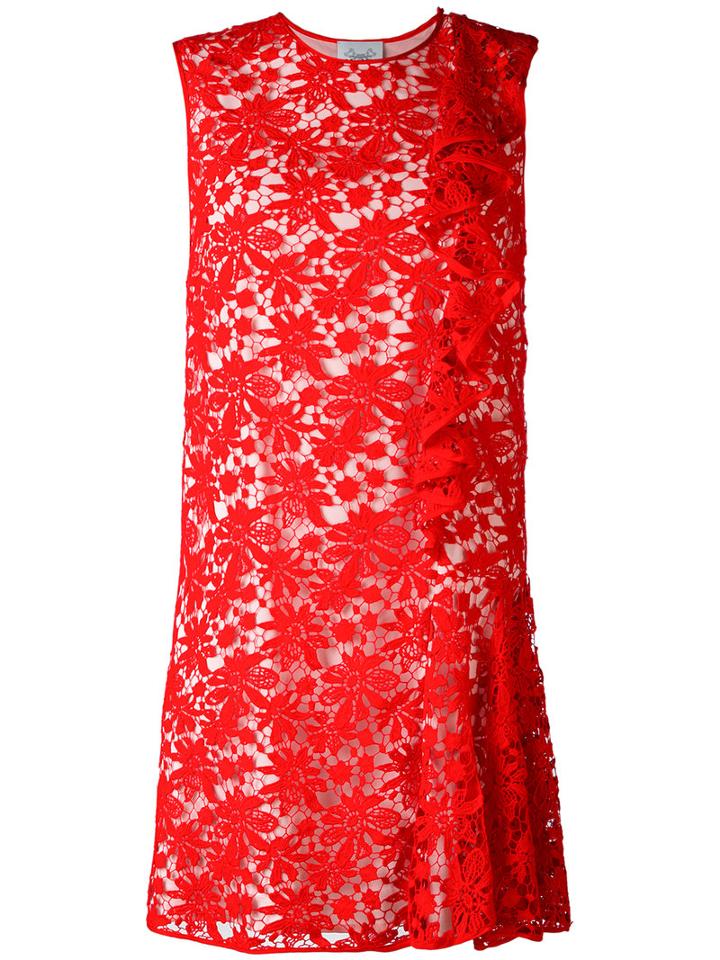 Si-jay - Asymmetric Frill Dress - Women - Cotton - 42, Red, Cotton