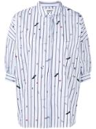 Essentiel Antwerp Printed Striped Half Sleeve Shirt - Blue